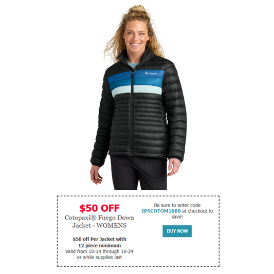 Cotopaxi® Fuego Down Jacket - WOMENS - Black/ Atlantic